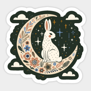 Rabbit on the moon Sticker